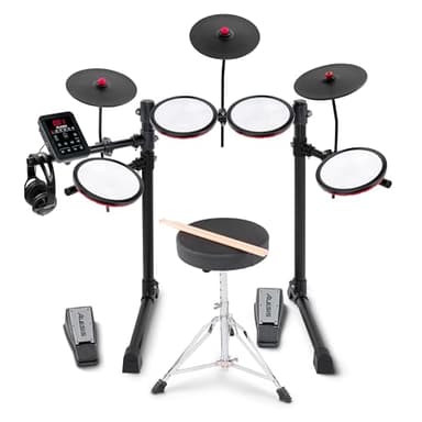 Alesis Turbo Max Electric Drum Set with Quiet 8" Mesh Pads, Lessons, Bluetooth and Accessories, Foldable