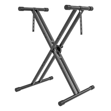 GLEAM Keyboard Stand, Iron Digital Piano Stand with Locking Straps - Heavy Duty, Double X Style, Fits 54-88 Key Electric Pianos, DJ, Turntables, Synths and Midi Keyboards. Load Capacity 100LB