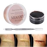 MEICOLY 3pcs SFX Special Effects Makeup Kit - Fake Nose Putty, Scar Wax, Fake Blood Scab Gel, Dark