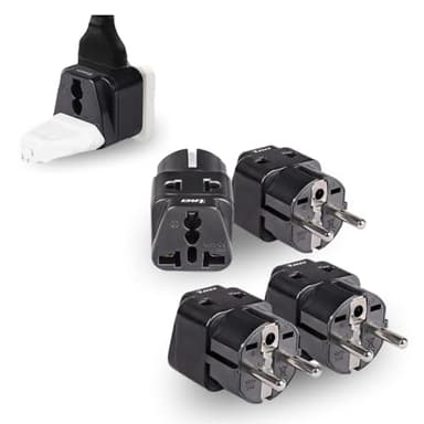 OREI European Adapter Plug, Travel Adaptor for Europe Schuko Countries 2 in 1, for Germany France Iceland Netherlands Russa Greece Spain - Safe Grounded Connection - Universal Socket - 4 Pack