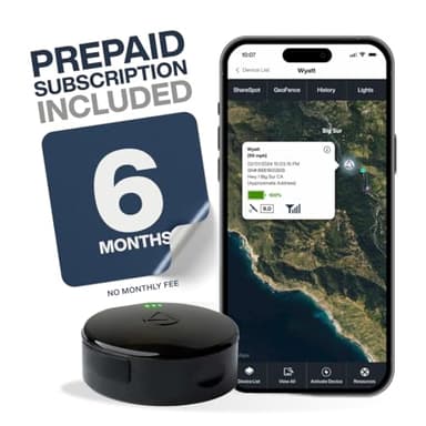LandAirSea 54 GPS Tracker + 6-Months No Subscription. Long Battery, Magnetic, & Waterproof. Global GPS Tracker for Vehicles. Made in The USA from Domestic & Imported Parts
