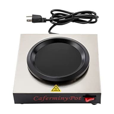 Commercial Coffee Warmer Single Burner Decanter Warmer Plate - 80W, 176℉, Stainless Steel, Non-Stick Coating, One-Piece Structure, Ideal for Cafe, Buffet, Event and Commercial Use