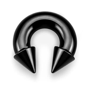 BodyBonita G23 Titanium Septum Rings 0G - Horseshoe Spike Barbell Nose Piercing Jewelry ASTM F136 Titanium Earrings for Women Men Black 19 mm