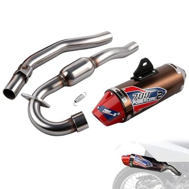 JFG RACING Dirt Bike Slip On Exhaust,Motorcycle Muffler Pipe Full Kit for CRF150F CRF230F 2003-2017/TAO TAO TBR7/HAWK 250-Red