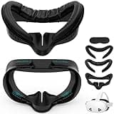 Face Pad Cover & Facial Interface for Meta Quest 3S Accessories, Soft PU Leather Foam and Ice Silk Cotton Replacement Face Interface Cushion, Sweat-Proof and Air-Circulation Design, Not Fit Quest 3