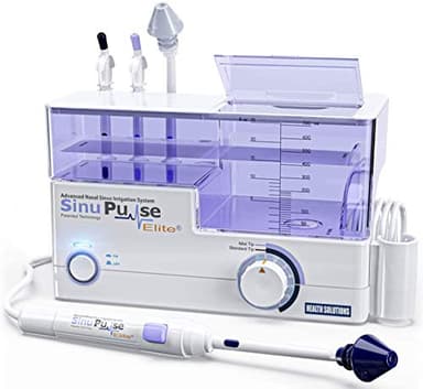 SinuPulse Elite Advanced Nasal Irrigation System with 30 SinuAir Saline Packets, Pulsating Nasal Congestion Relief & Sinus Rinse Machine, More Effective Than Neti Pot or Nose Spray
