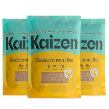Kaizen Low Carb Keto Mediterranean Rice -High Protein (20g), Keto Friendly, Gluten-Free, Plant-Based, Made with High Fiber Lupin Flour - 8 ounces (Pack of 3)