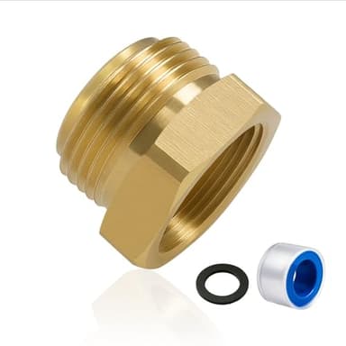 XNTONG - Shower Hose Adapter, Garden Hose Adapter, Shower Head Hose Adapter, Brass Garden Hose Fitting G1/2 Female to GHT 3/4 Male Adapter, No-Leak Design with Washer and PTFE Tape