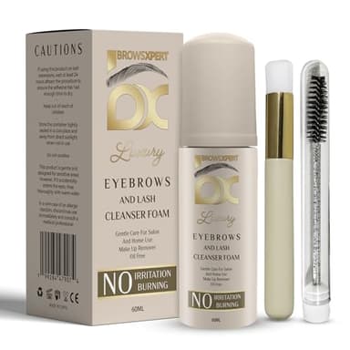 Brows Xpert Clarifying Shampoo Brow Cleanser Foam – Gentle Oil-Free Makeup Remover | Prep Before Tint or Henna | For Sensitive Skin | 60ml Bottle – Professional & Home Use
