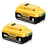 2Pack DCB200 6000mAh Replacement for Dewalt 20V Battery Replacement for Dewalt Battery 20V Lithium-ion DCB201 DCB200 DCB204 DCB206, Compatible with DeWalt Cordless Power Tools and Chargers