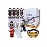 Vega Bond SF001 12-Packs with Gun and Cleaner,Premium Single Component, Self Expanding, Purplecoat Closed Cell Insulation Spray Foam, Acoustic Spray (240 Board Feet Coverage)