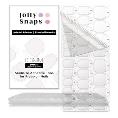 Jolly Snaps 300PCS Nail Adhesive Tabs Extra Strong | 10 Sheets Nail Sticky Tabs for Press Ons | Ultra Thin, Waterproof & Easy to Use Press On Sticky Tabs for Nails