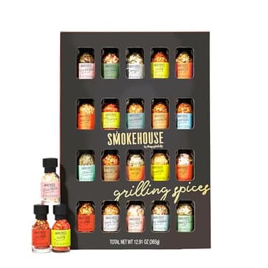 Smokehouse by Thoughtfully Ultimate Grilling Spice Set, Grill Seasoning Gift Set Flavors Include Chili Garlic, Rosemary and Herb, Lime Chipotle, Cajun Seasoning and More, Pack of 20
