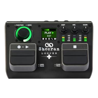 SHEERAN LOOPER + Dual Track Pedal for Guitar, Bass, Keyboard, Vocals and more, with 128 loops storage, 4 Looping Modes, LED Screen and Audio interface