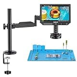 Elikliv Autofocus 4K HDMI Digital Microscope, EM4K-AF Flex Arm Soldering Microscopes for Adults, 10.1" Coin Microscope with Ring Light, 52MP LCD Microscopes with Screen, Electronics Repair Mat, 64G