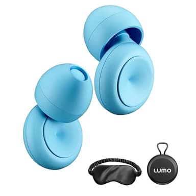 Lumo Ear Plugs for Noise Reduction - 28dB (SNR) Reusable Silicone Ear Plugs for Sleeping with Silk Sleep Mask - Work & Concert Hearing Protection - Customizable & Comfortable Noise Reducing Earplugs