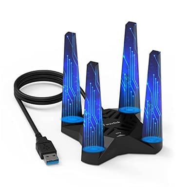 USB WiFi Adapter for Desktop PC, WAVLINK AX1800 WiFi 6 Adapter, Dual Band Wireless Network Adapter with 2.4GHz/5GHz High Gain Antennas, MU-MIMO, OFDMA, WPA3, Supports Windows 10/11 Only