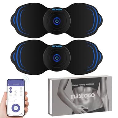 MASTOGO Wireless Tens Unit Muscle Stimulator - Two Sets of Tens Unit Massager for Pain Relief - Up to 12 Mode 20 Intensity Portable with App Controlled Bluetooth TENS EMS Muscle Stimulator Machine