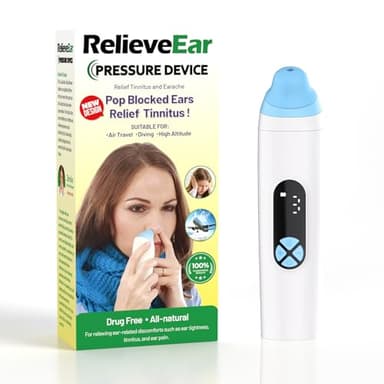 Eustachian Ear Pressure Balancer, Tinnitus Relief for Ringing Ears | Air, Dive and Altitude Use | Safe Ear Relief | White