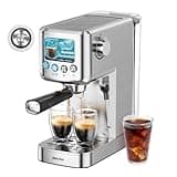 SOWTECH Espresso Machine 20 Bar, Compact Espresso Maker with Milk Frother, Stainless Steel Coffee Machine with 42 oz Water Tank for Cappuccino, Latte&Cold Brew, Home&Office, Silver