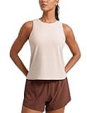 CRZ YOGA Cloudweight Crew Neck Workout Tanks Lightweight Athletic Gym Tops for Women Soft Basic Running Sleeveless Shirts White Opal Medium
