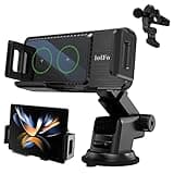 ioiFour 15W Qi Wireless Car Charger Auto-Rotating Dual Coils Fast Charging Vent/Dashboard Phone Mount Holder for Samsung Galaxy Z Fold 6/5/S24/S23, iPhone 16/15/14 Pro Max, Google Pixel 8/7 Pro (L)