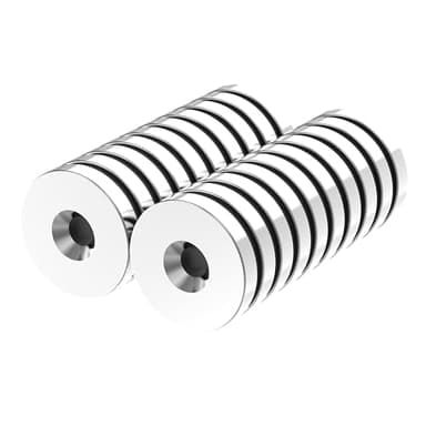 AplysiaTech N52-3/4 D x 1/8" H - 20 Pack, 10.5LBS Rare Earth Magnets with #6 Countersunk Hole, Super Strong Neodymium Disc Magnet for DIY, Building, Scientific, Craft Screw in Ring Magnets