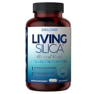 Living Silica ORGONO Mineral-Based Collagen Booster Capsules | Silica-Based | Supports Collagen & Elastin for Joint & Bone Support, Glowing Skin, Strong Hair & Nails | 120 Capsules