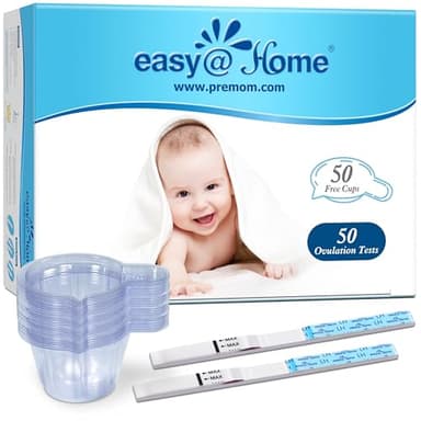 Easy@Home Ovulation Test Predictor Kit : Accurate Fertility Test for Women (Width of 5mm), Fertility Monitor Test Strips, 50 LH Strips with 50 Urine Cups