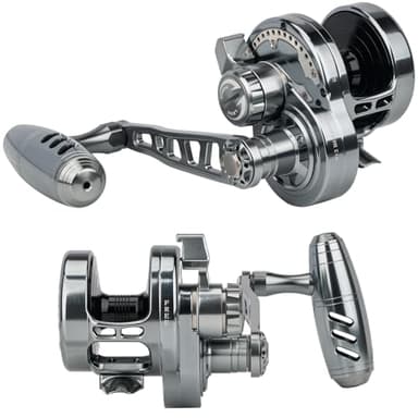 THKFISH Slow Pitch Jigging Reel, 55lbs Max Drag 6.3:1,9+2 Lever Drag Saltwater Reversible Handle for Right Retrieve, Heavy Deep Ocean Big Game Offshore Round Aluminum Trolling Reel - Saltwater Jigging