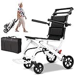 UU-ZHANG (only 15lb) Super Lightweight Transport Wheelchair. Easy to Travel, Locking Hand Brakes, User-Friendly, Folding, Portable. for Adults or Child (up to 220lbs) …