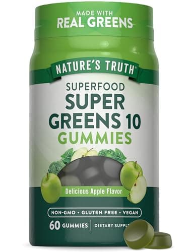 Nature's Truth Super Greens Gummies | 60 Count | Vegan, Non-GMO & Gluten Free | Made with Real Greens | Apple Flavor