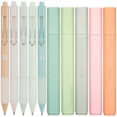BLIEVE - Aesthetic Highlighters and Gel Pens With Soft Ink and Chisel Tip, Bible Highlighters and Pens No Bleed, Dry Fast Easy to Hold, for Bible Journaling Planner School Supplies (PASTEL)