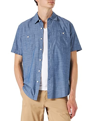 Amazon Essentials Men's Regular-Fit Short-Sleeve Button-Down Chambray Shirt, Rinsed, XX-Large