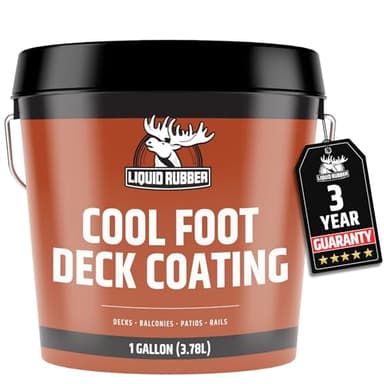 Liquid Rubber Cool Foot Deck Coating - Solar Protection Paint, Reduces Surface Temperatures by Up to 35%, Multi-Surface Cooling Decking Sealant, Waterproof, Durable Membrane, Neutral Beige, 1 Gallon