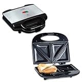 T-fal Compact Sandwich Maker, Stainless Steel, Easy to Clean, Indicator Lights, Cool Touch Handle, Grilled Cheese, Panini, 625 Watts, Black