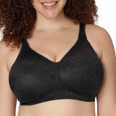 PLAYTEX Womens 18-hour Ultimate Lift Wireless Full-coverage Bra, Single Or 2-pack Full Coverage Bra, Black, 44B US
