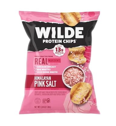WILDE Himalayan Pink Salt Protein Chips, Thin and Crispy, High Protein, Keto Friendly, Made with Real Ingredients, 1.34oz Bags (Pack of 8)