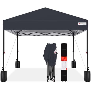 Best Choice Products 10x10ft Pop Up Canopy Tent, Outdoor Shade, 1 Person 1 Minute Set Up, Carry Case, 4 Weight Bags - Gray
