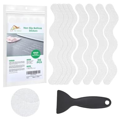 SLIP TO DASH 36 PCS Bathtub Non Slip Stickers, Anti Slip Shower Stickers, Shower Non Slip Stickers with Scraper for Bath Tub, Shower Floor, Stairs, Ladders