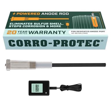 Corro-Protec Powered Anode Rod for Water Heater, 20-Year Warranty, Eliminates Rotten Egg/Sulfur Smell within 24 hours, Stops Corrosion and Reduces Limescale, Electrical Anode Rod Made of Titanium