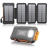 Mvpkings Solar Power Bank 38800mAh with 4 Solar Panels, Power Bank PD 20W QC 3.0 Fast Charge for Compatible Phones, IP67 Waterproof Outdoor External Batteries with Flashlight Light/SOS/Strobe