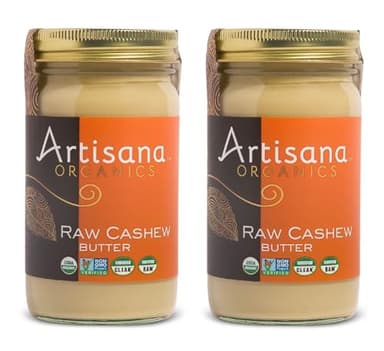 Artisana Organics Raw Cashew Butter 14oz Jar (2 Pack) - USDA Organic, No Sugar Added, Vegan and Paleo Friendly, Non GMO.