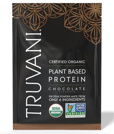 Truvani Vegan Pea Protein Powder | Chocolate | 20g Organic Plant Based Protein | 1 Serving | Keto | Gluten & Dairy Free | Low Carb | No Added Sugar