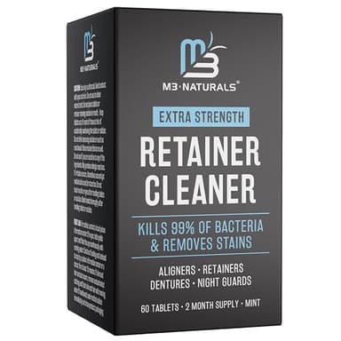 Retainer Cleanser Tablets Cleaner, Removes Odors Discoloration Stains and Plaque 2 Month Supply Denture Cleansers Retainers Mouth Guards Denture Bath Mint by M3