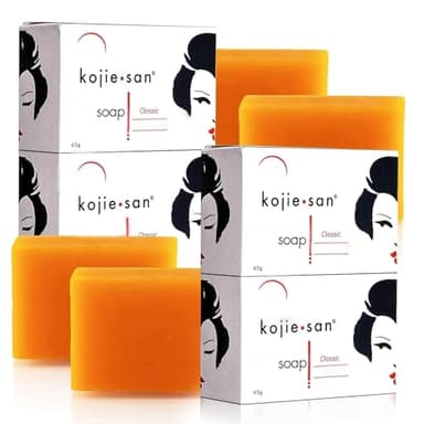Kojie San Skin Brightening Soap - Bundle Pack - Original Kojic Acid, Dark Spot Remover Bar Soap with Coconut & Tea Tree Oil, 65g x 4 Bars