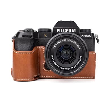 MUZIRI KINOKOO Case for Fujifilm Fuji XS20/X-S20 Camera, Retro Style PU Leather Fuji XS20 Protective Case with Hand Grip and Opening Bottom Design - Brown
