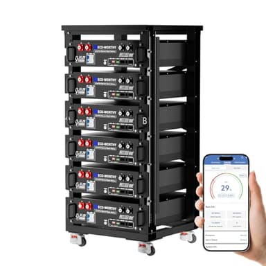 ECO-WORTHY (Cubix 100) 48V 600Ah Server Rack Battery LiFePO4 w/Bluetooth | 6 Pack 30.72kWh Solar Battery Kit for Home Backup | UL1973 & UL9540A & CEC Listed (Get Free 6-Layer Rack with 600A Busbar)