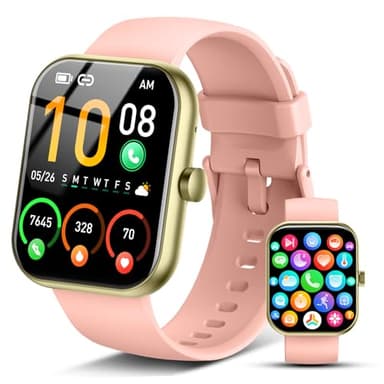 Smart Watch for Men Women, 1.96" HD Fitness Tracker Running Watch (Answer/Make Call), IP68 Waterproof,Pedometer, Sleep/Step/Activity/Heart Rate Monitor,110+ Sport Mode Smartwatch for iOS Android,Pink