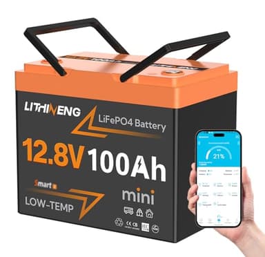 LITHINENG 12V 100Ah Bluetooth LiFePO4 Battery, Group 24 Lithium Battery, Low Temp Cut-Off, Smart 100A BMS, Up to 15000 Deep Cycles, Perfect for RV, Trolling Motor, Marine, Solar System